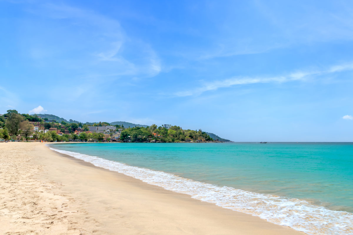 Kata Beach with crystal clear water and wave, famous tourist des