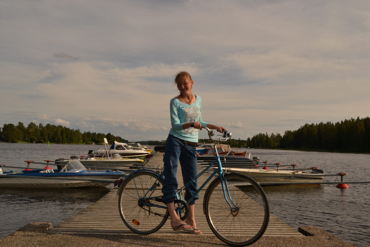 žena, bicykel