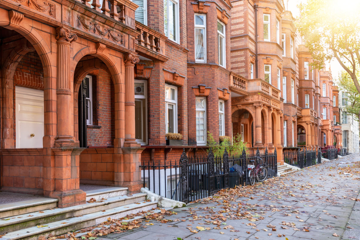 Typical, British Georgian houses in London