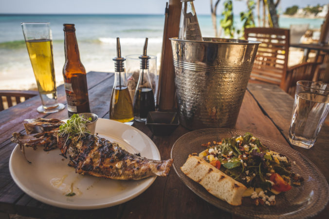 Beach dining in Barbados