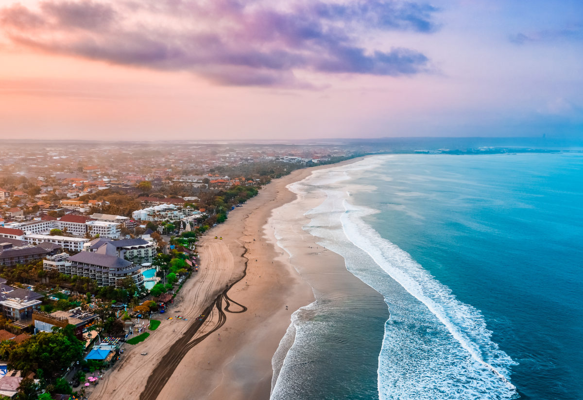 Kuta Beach at Sunrise, Bali Indonesia.