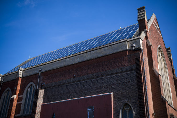 Solar energy generated on roof of church