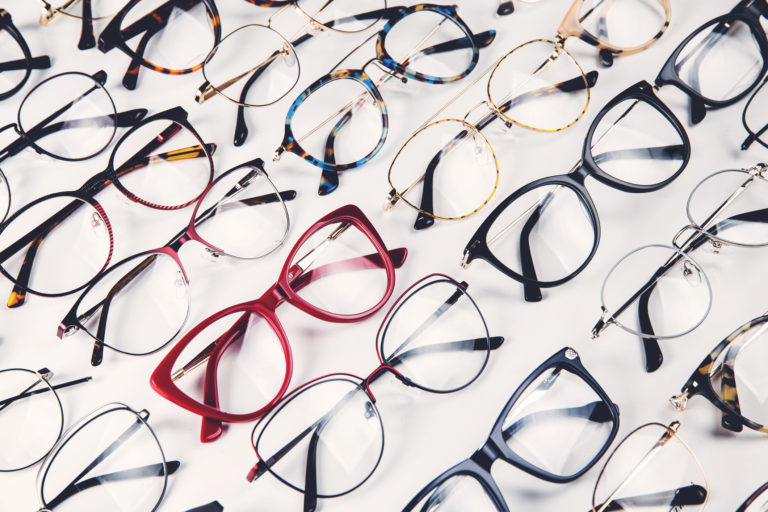 Group of glasses in white background