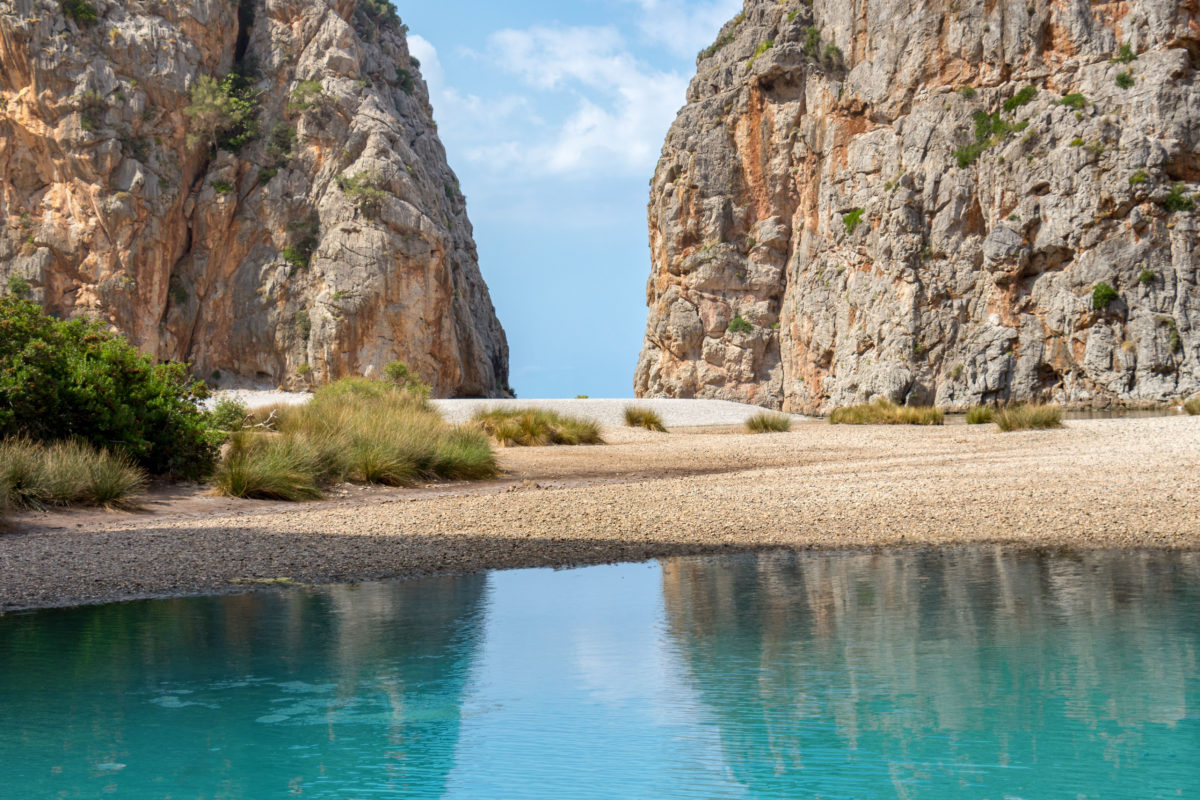The Torrent de Pareis overlooking the bay of Sa Calobra on the island of Mallorca