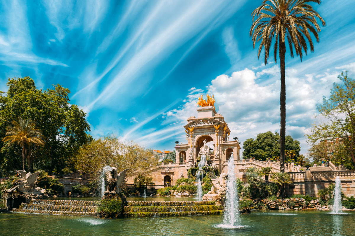 Barcelona, Spain. View Of Citadel Park In Sunny Day