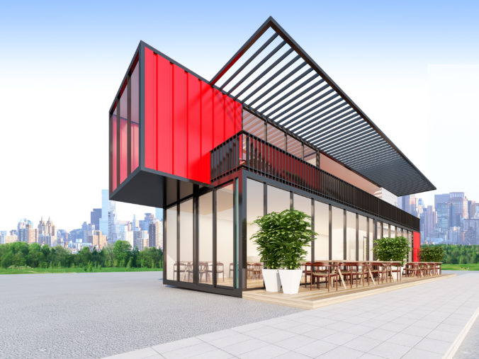 The Container Restaurant &amp; Bar , 3d rendering