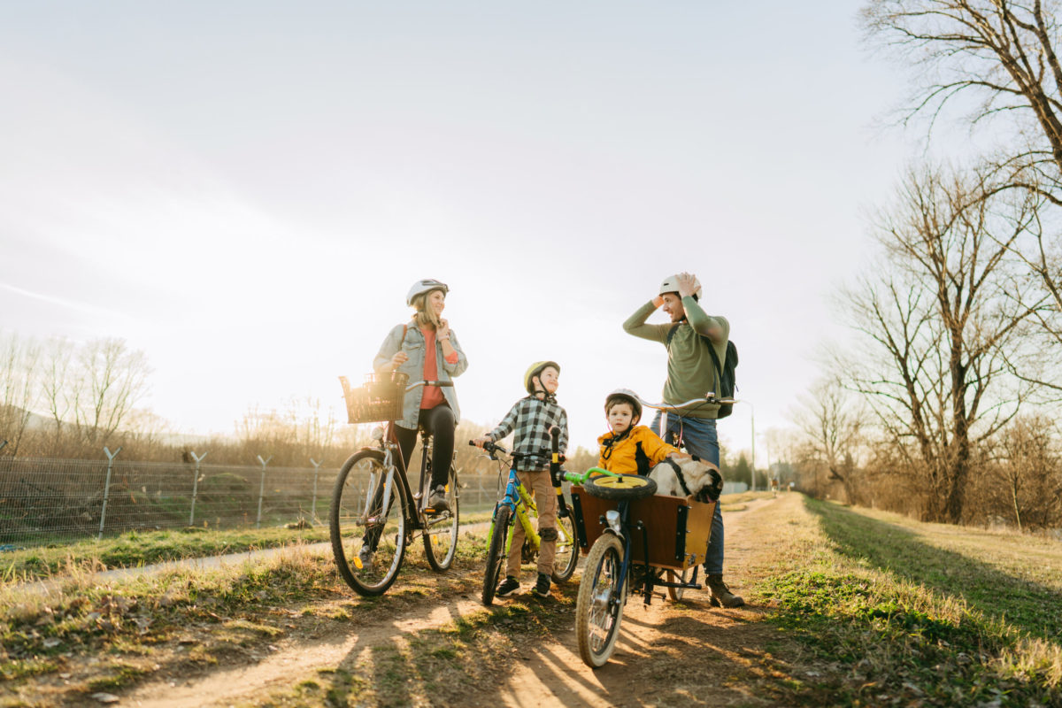 Family on a bike ride