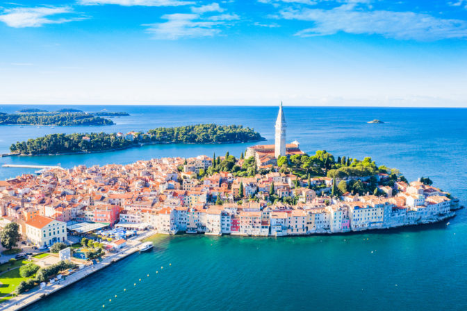 Croatia, Istria, aerial of old town of Rovinj