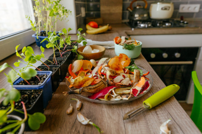 Fruits and vegetable peelings and eggshells