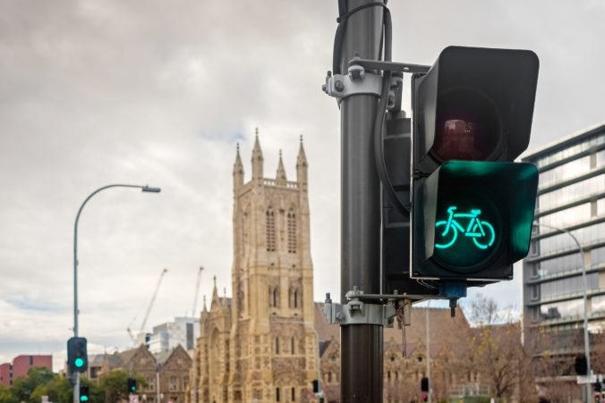 Green traffic signal for bicycle