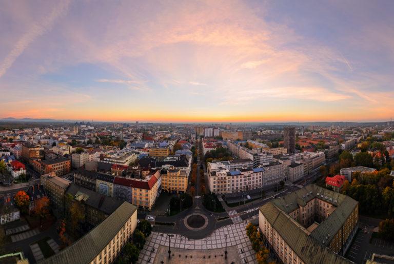 Ityscape of Ostrava in sunset, Czech Republic