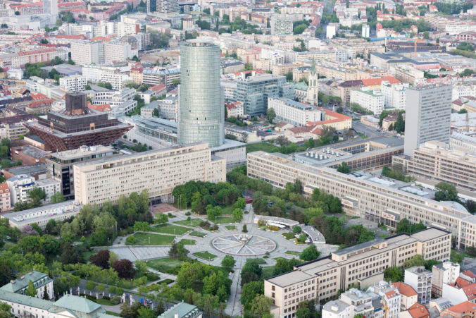 Freedom square in Old Town of Bratislava, Slovakia