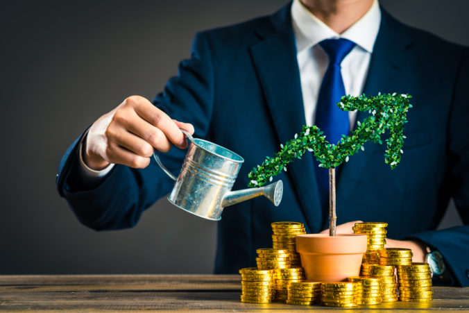 Businessmen with plants