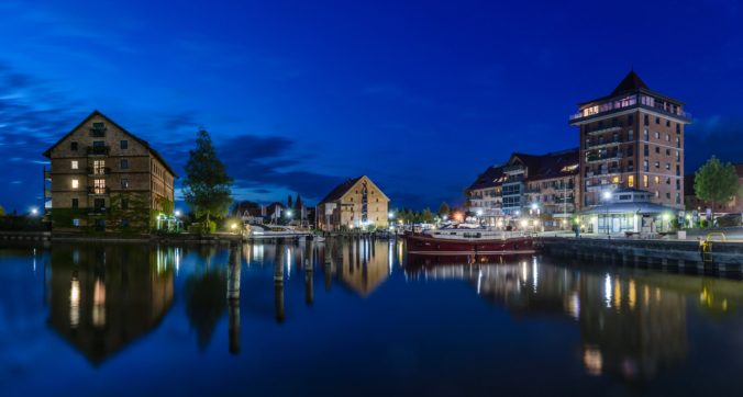 Port in Neustrelitz at the Blue Hour