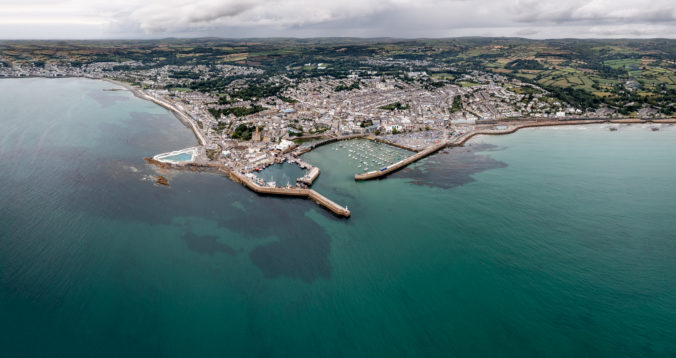 Aerial view of the harbour and town of Penzance in Cornwall