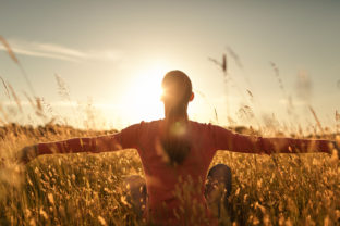 Carefree woman feeling free.