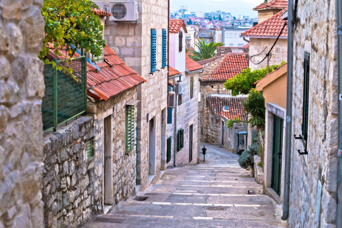 Old stone street of Split historic city