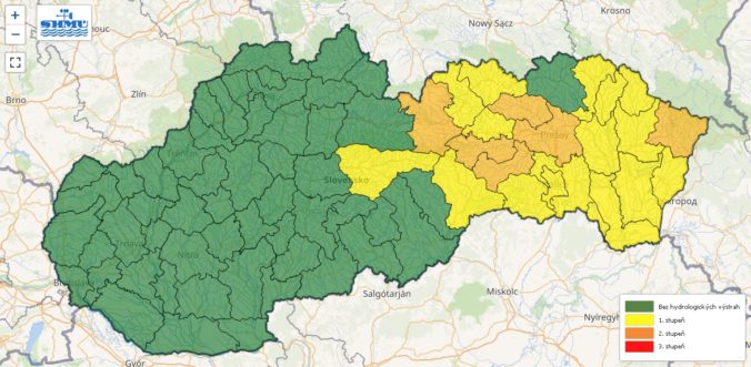 Hydrologická výstraha prvého a druhého stupňa vydaná na nedeľu 14. júla 2024