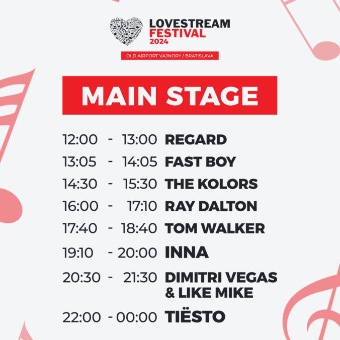 Festival Lovestream, hlavný stage, program nedeľa