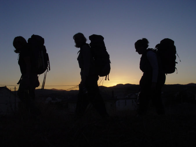 Three hikers in Camino De Santiago