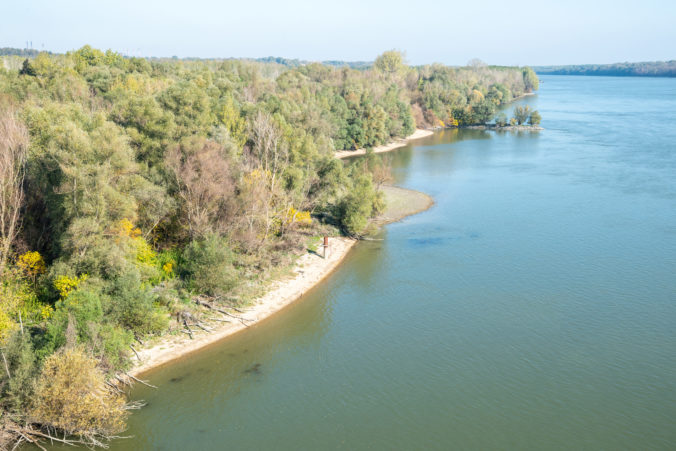 Danube river bank near Dunaujvaros in Hungary.