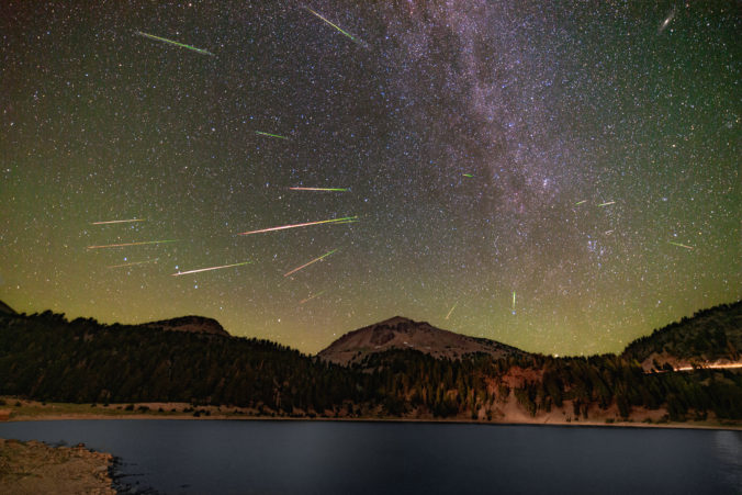 Perseid Meteor Shower over Lassen Volcanic National Park