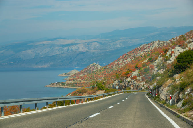 Incredibly beautiful journey along Adriatic highway in colorful autumn season