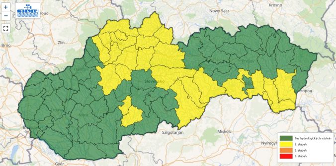 Hydrologická výstraha prvého stupňa vydaná na sobotu 17. augusta 2024.