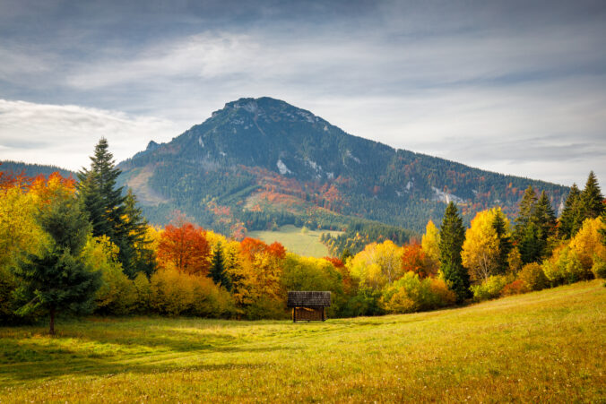 Autumn landscape with The Velky Choc hill in north Slovakia.