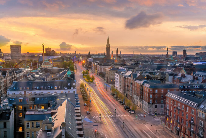 Copenhagen downtown city skyline in Denmark