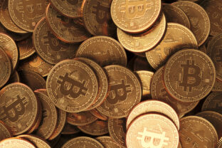 Bitcoin Crypto currency coins background. BTC Gold bitcoin Bit C