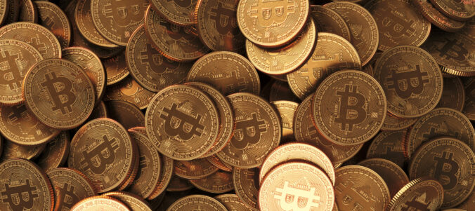 Bitcoin Crypto currency coins background. BTC Gold bitcoin Bit C