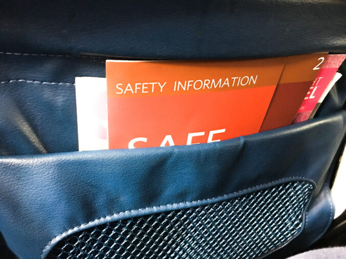 Safety Information in Airplane Seat Back