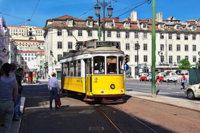 The vintage tram in Lisbon city, Portugal