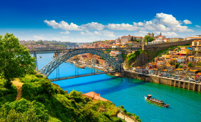 Beautiful view of the city of Porto on a beautiful summer day. Porto, Portugal