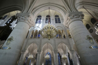 French President Macron visits Notre Dame in Paris