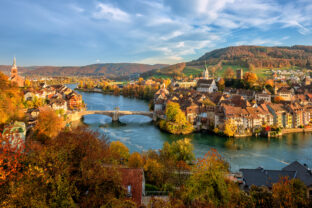 Laufenburg Old town on Rhine river, Switzerland - Germany border