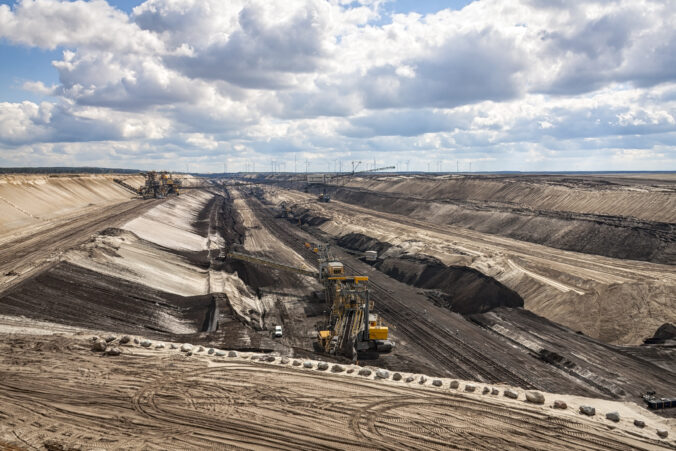 View into an active open pit lignite mine near Cottbus, Brandenburg.