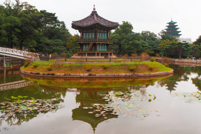 Hyangwonjeong pagoda of Gyeongbokgung palace in Seoul