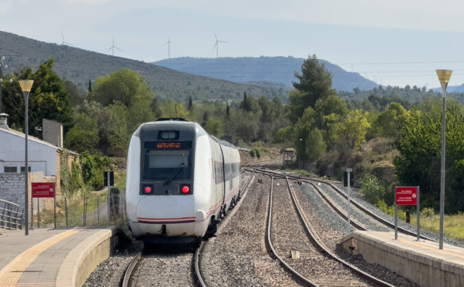 High speed regional train at Caudiel railway station.