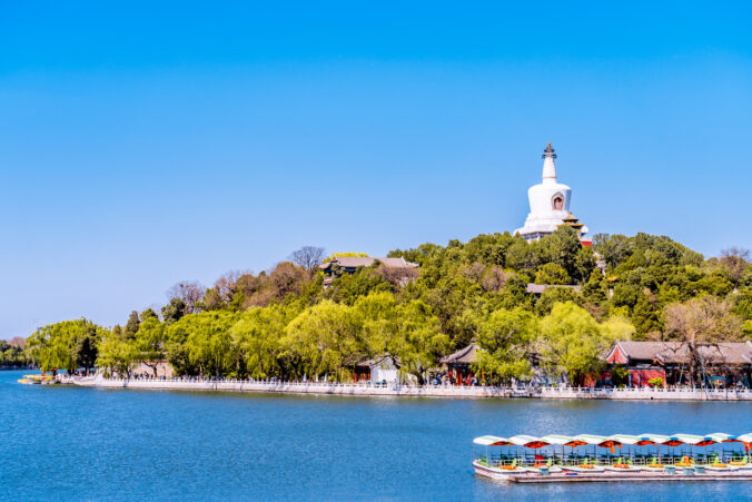 Summer Scenery of the White Pagoda in Beihai Park, Beijing, China