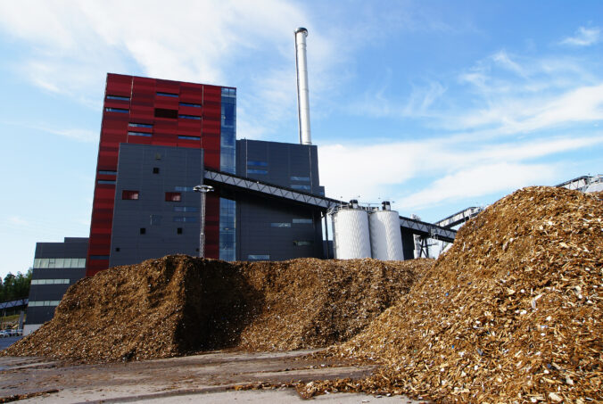 Bio power plant against blue sky