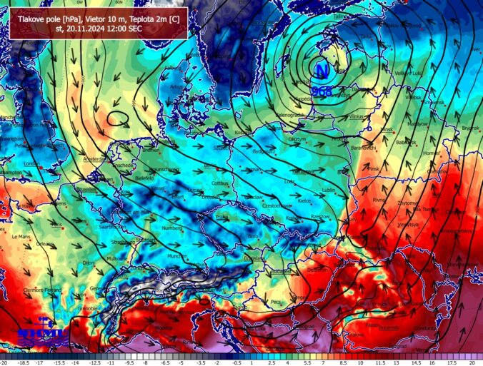 Počasie, streda 20. novembra 12:00