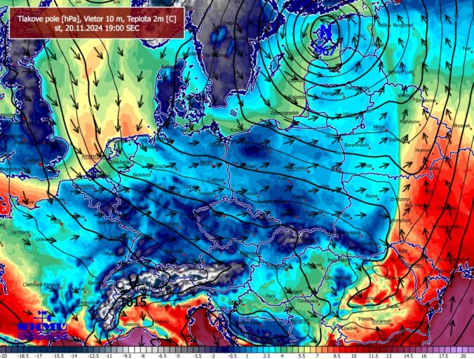 Počasie, streda 20. novembra 19:00