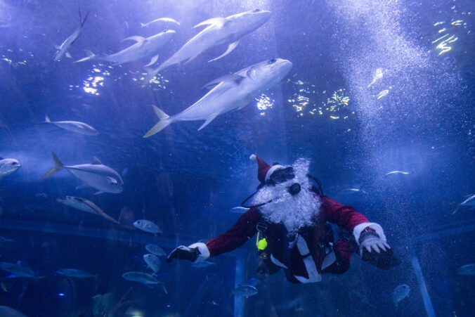 Brazíliu zabáva Santa Claus. Jazdí na skútri, chodí po Amazónii a potápa sa v akváriu