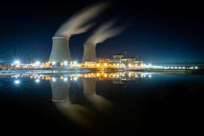 Nuclear power station during a sunset