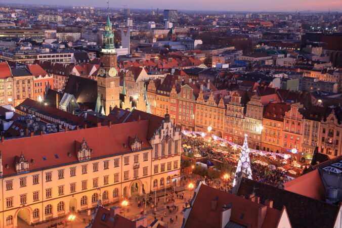 Illuminated Christmas Market in Wroclaw