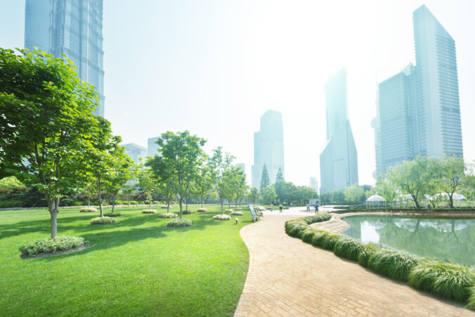 Park in lujiazui financial center, Shanghai, China