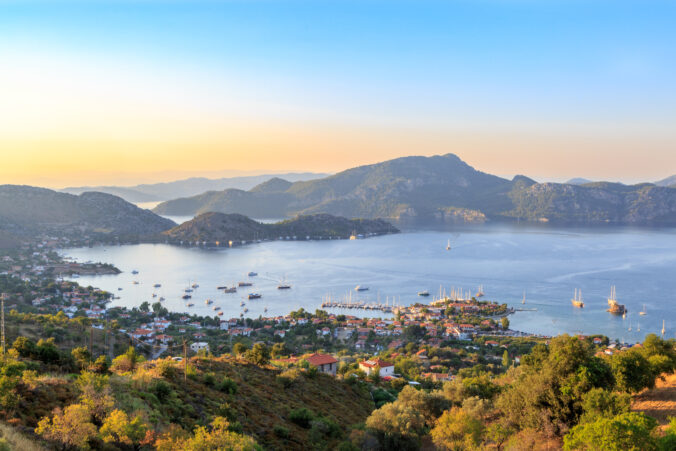 Selimiye cityscape during sunset in Marmaris, Turkey