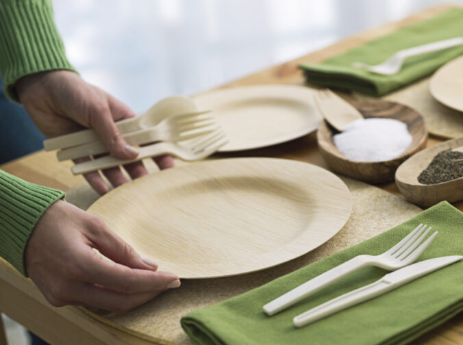 Place setting with eco friendly tableware